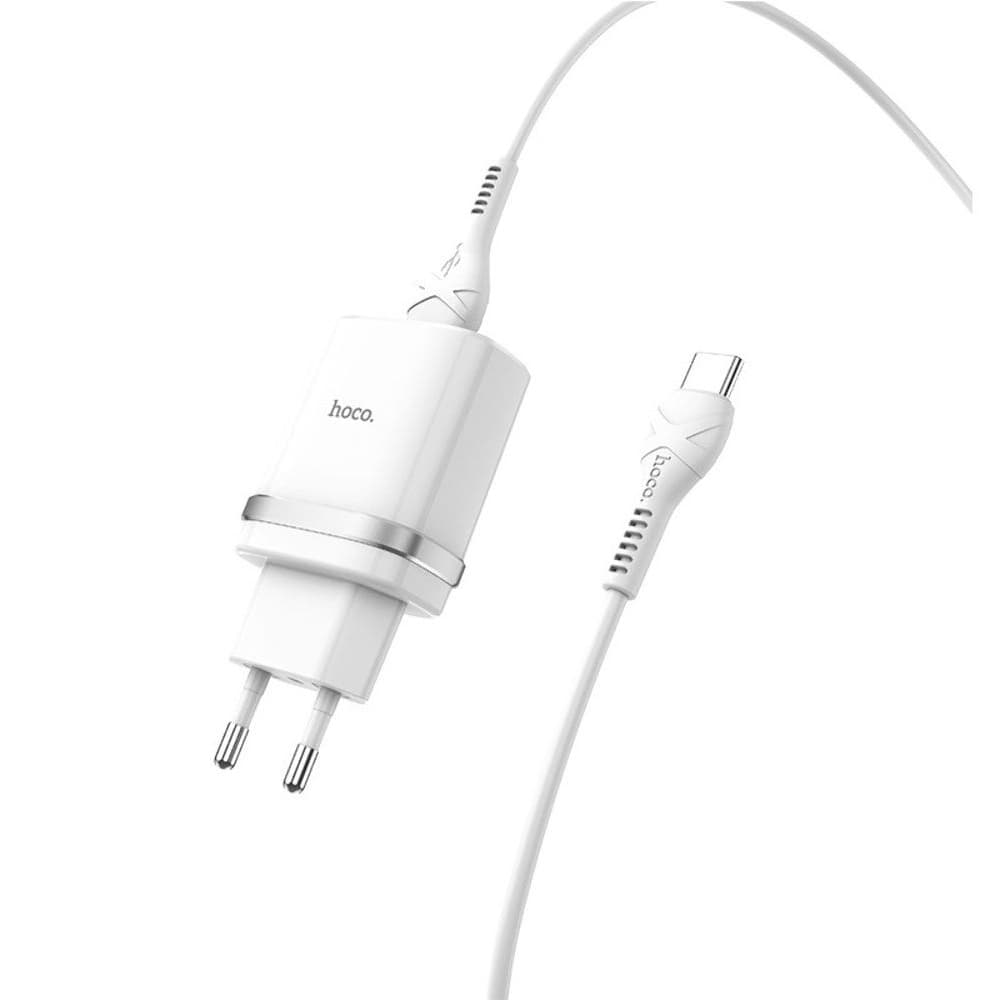 Сетевое зарядное устройство Hoco C12Q, 1 USB, 3.0 А, 18 Вт, Quick Charge 3.0, Type-C, белое