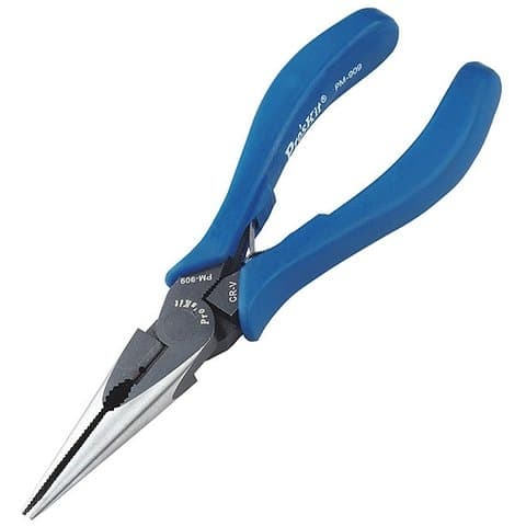 Длинногубцы ProsKit PM-909, покрытые черной оксидной пленкой, с кусачками (170 мм)