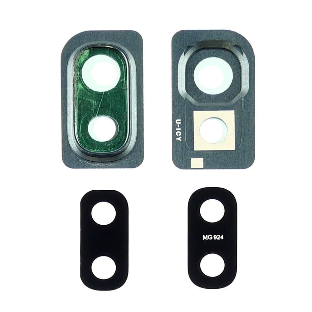 Стекло камеры Samsung SM-A105 Galaxy A10, черное, с синей рамкой, Original (PRC)