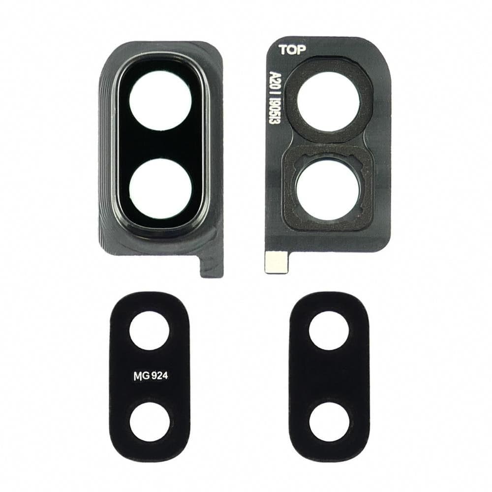 Стекло камеры Samsung SM-A205 Galaxy A20, черное, с черной рамкой, Original (PRC)