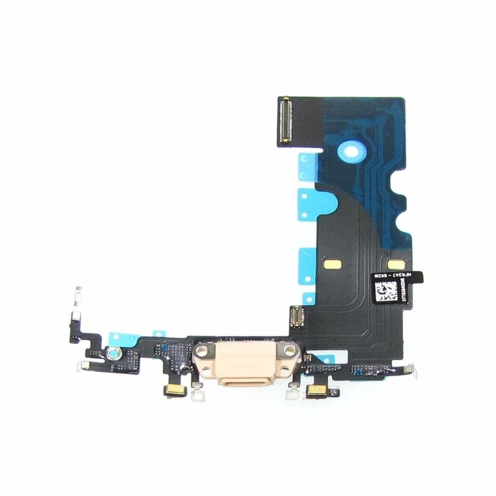 Плата зарядки Apple iPhone 8, iPhone SE 2020, iPhone SE 2022, шлейф коннектора зарядки, с микрофоном, золотистая, High Copy