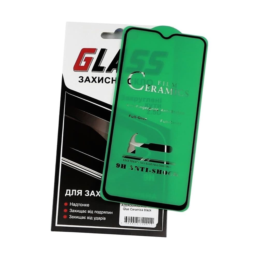Защитная пленка Samsung SM-A205 Galaxy A20, SM-A305 Galaxy A30, SM-A505 Galaxy A50, SM-M305 Galaxy M30, Full Glue (клей по всей площади стекла), Ceramics, черная