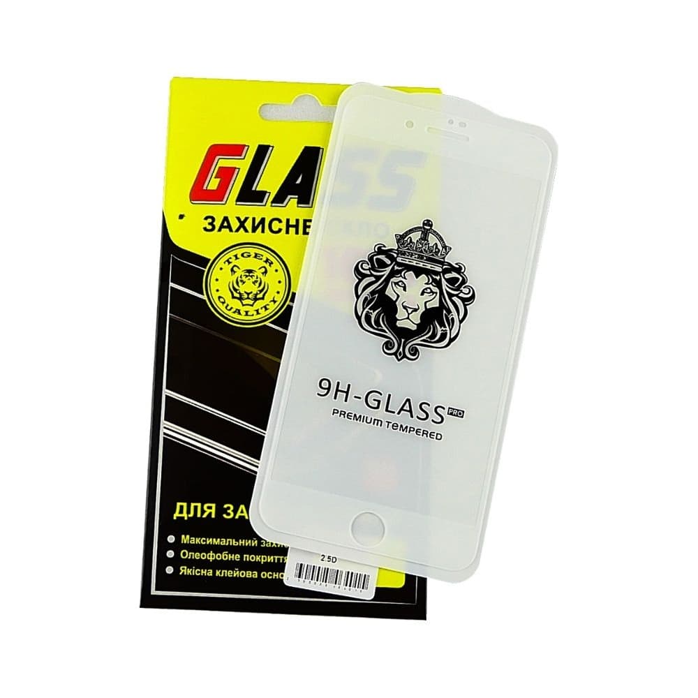 Захисне скло Apple iPhone 7 Plus, iPhone 8 Plus, біле, Lion, iNobi, Full Glue, клей на усій поверхні, 0.3 мм, 2.5D, сумісне з чохлом | Закаленное защитное стекло