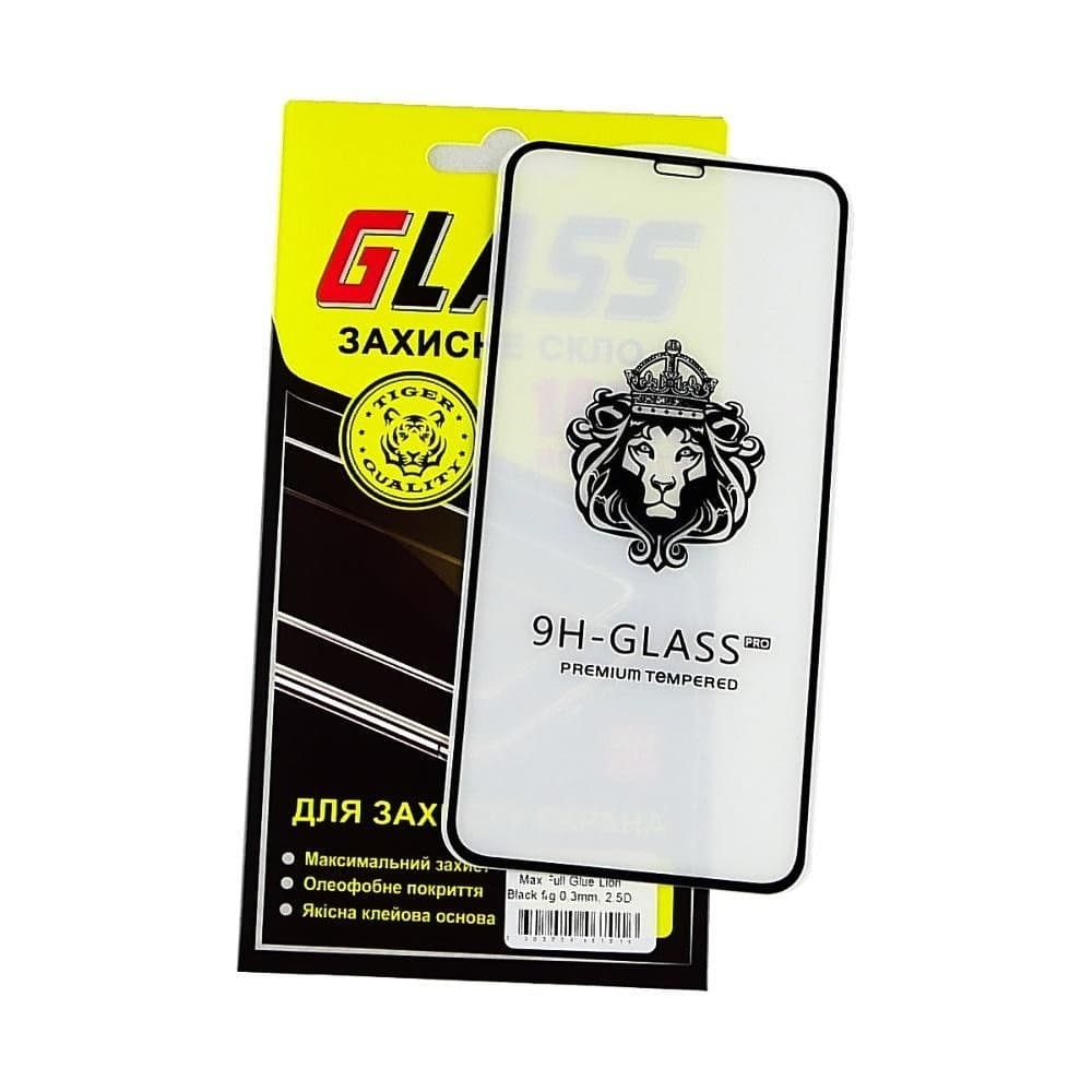 Захисне скло Apple iPhone 11 Pro Max, iPhone XS Max, чорне, Lion, 0.3 мм, 2.5D, iNobi, Full Glue, клей на усій поверхні, сумісне з чохлом | Закаленное защитное стекло
