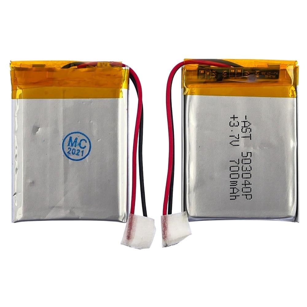 Акумулятор 503040P, універсальний, з контролером, 4.6 х 30 х 40 мм, 700 mAh, для кейсов навушників, смарт часов, MP3 плееров | АКБ, батарея, аккумулятор