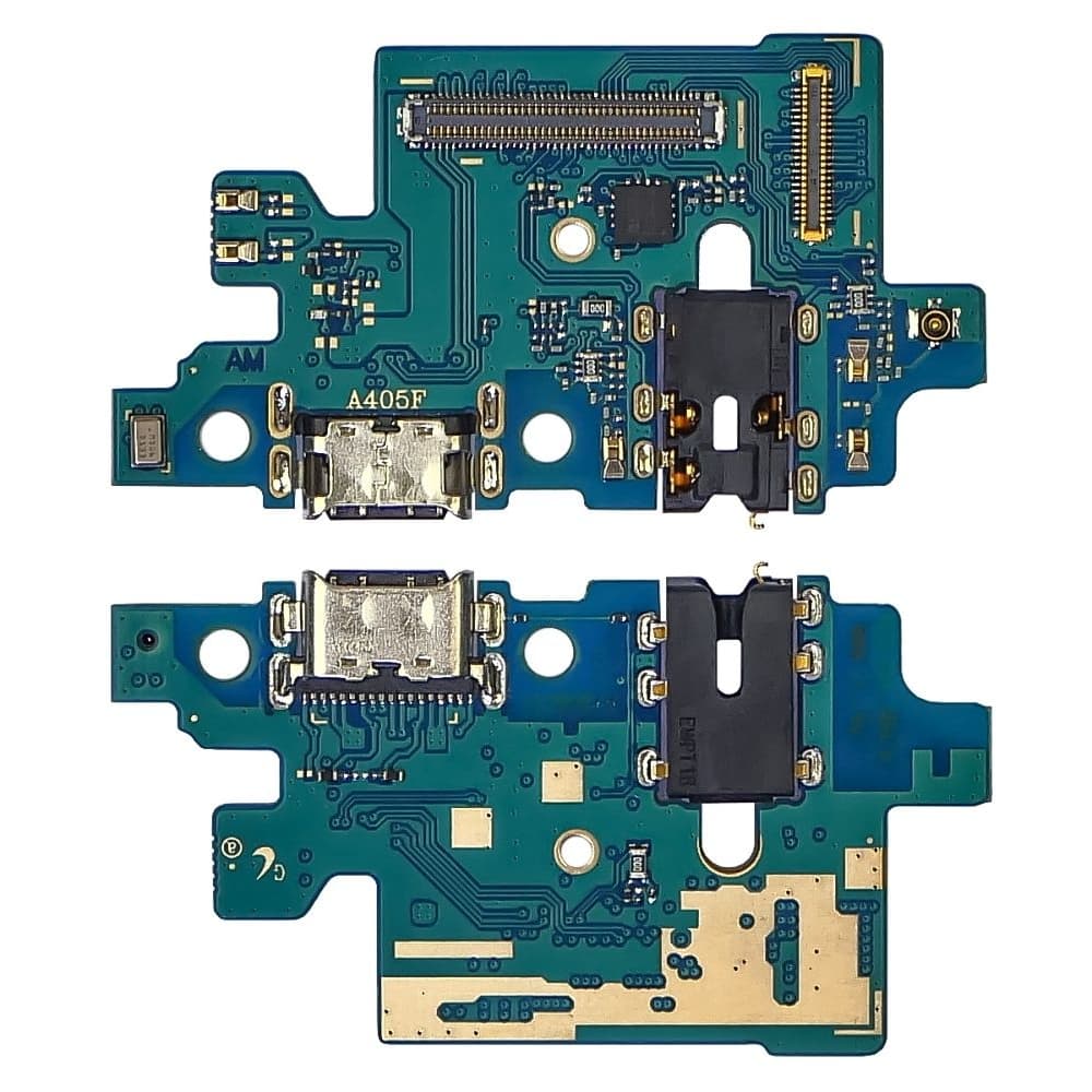 Плата зарядки Samsung SM-A405 Galaxy A40, шлейф коннектора зарядки, коннектора наушников, с микрофоном, без микросхемы, High Copy