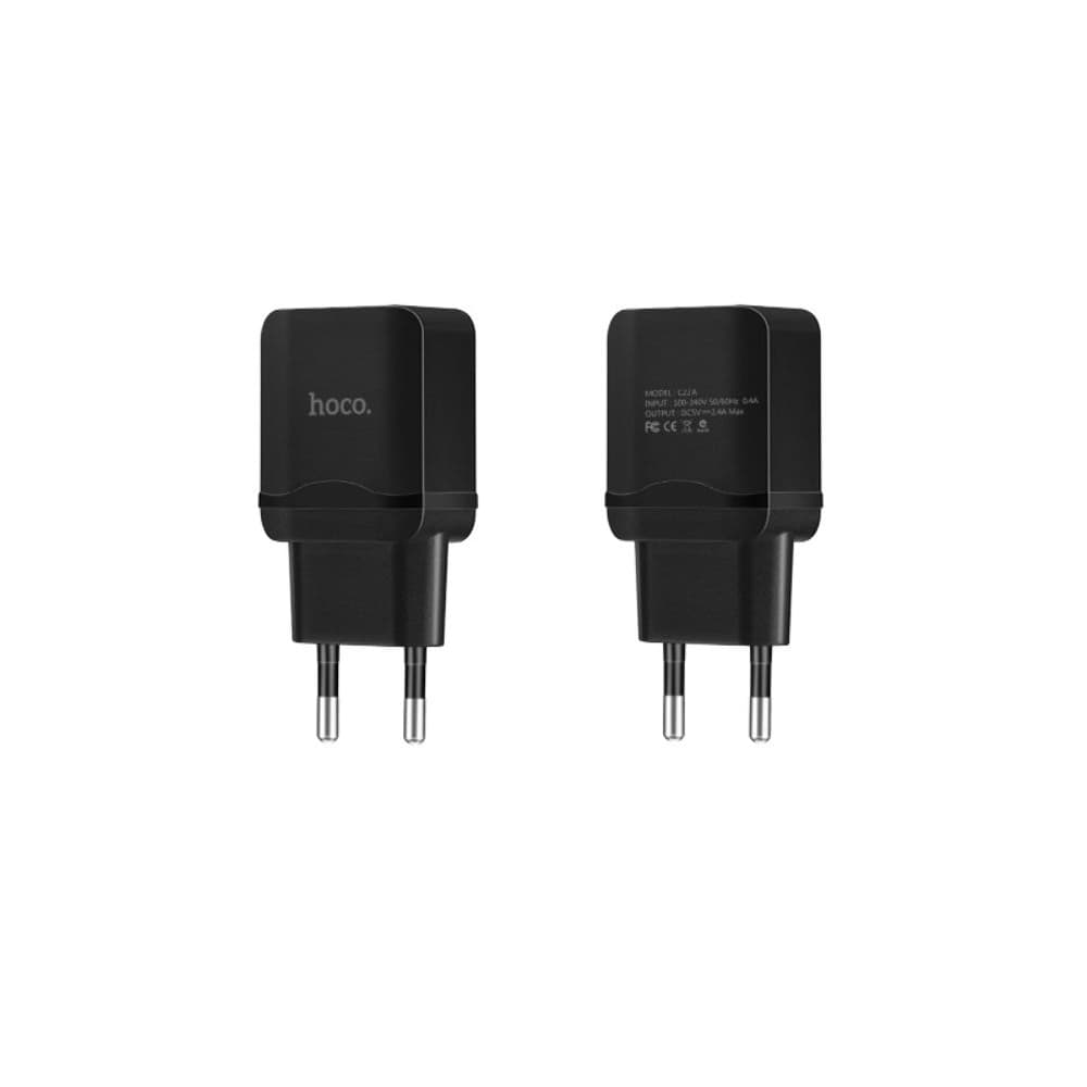Сетевое зарядное устройство Hoco C22A, 1 USB 2.4 А, черное