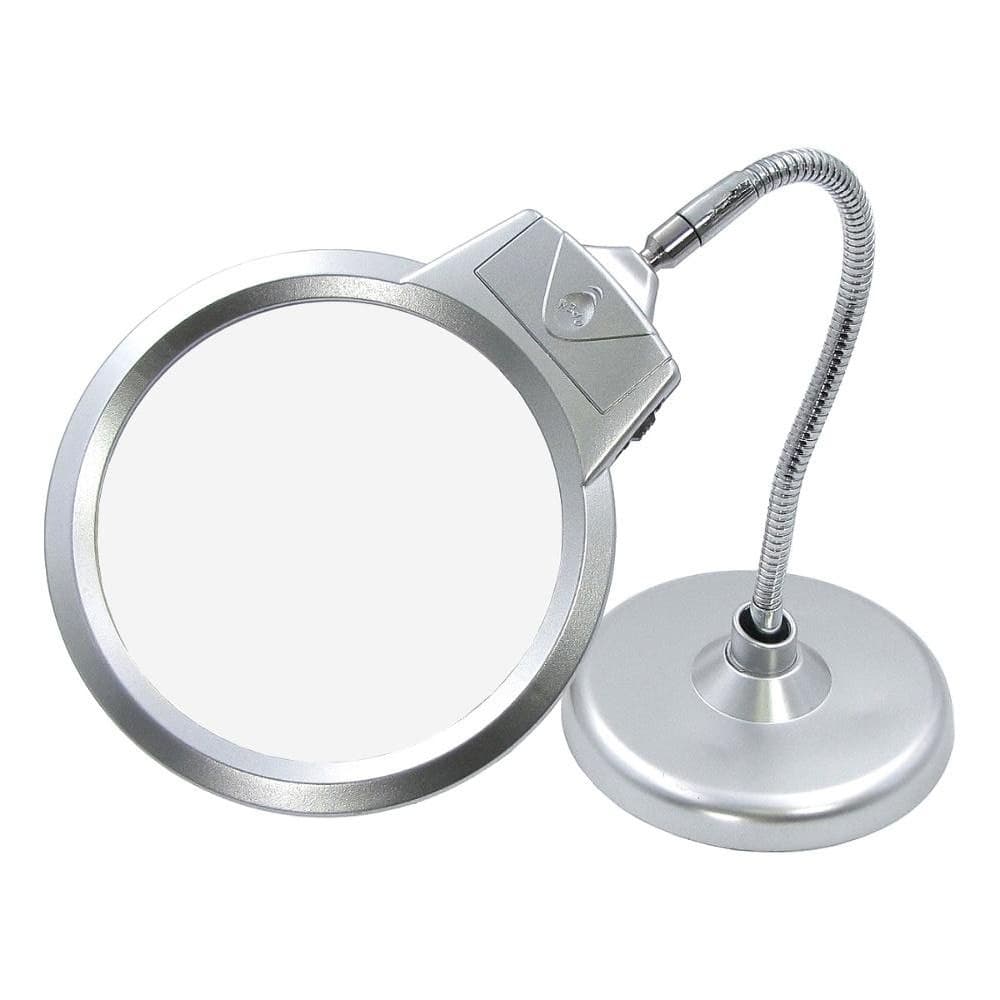 Лупа двойная на гибкой ноге с подставкой MG4B-7, с LED-подсветкой, большая лупа d=125 мм, 2x; малая лупа d=26 мм, 5x