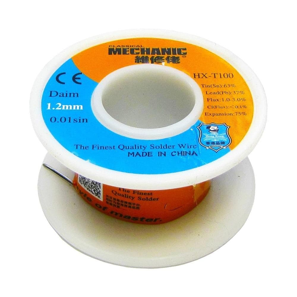 Припой Mechanic HX-T100, Sn 63%, Pb 37%, флюс 1-3%, 1.2 мм, 50 г