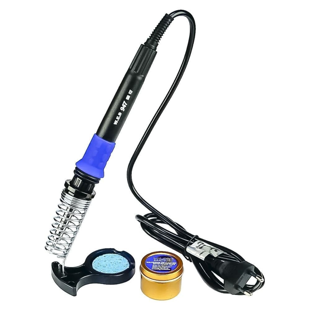 Паяльник WEP 947-VII, с подставкой, жалом 900M, выключателем, регулировка температуры 220 - 480 °C, индикатор работы, 60 Вт, 220 В