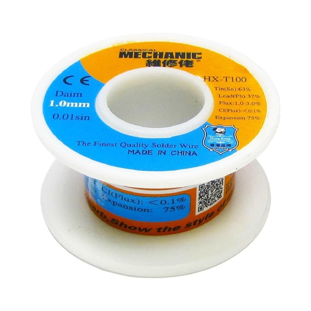 Припой Mechanic HX-T100, Sn 63%, Pb 37%, флюс 1-3%, 1.0 мм, 50 г