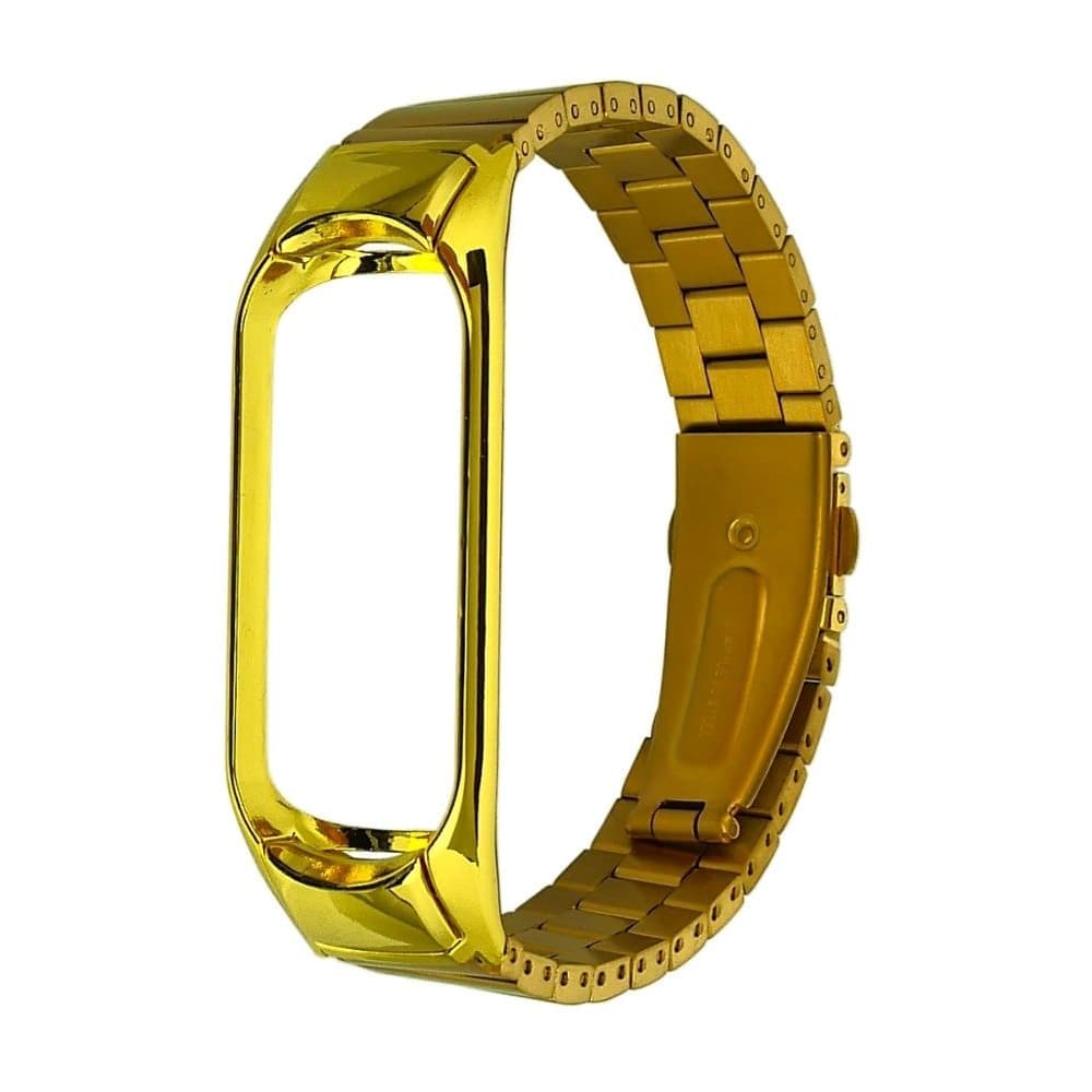 Ремешок Xiaomi Mi Band 5, Mi Band 6, металлический, блочный, золотистий