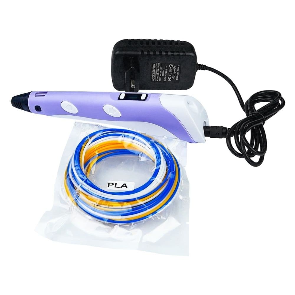 3D-ручка с LCD дисплеем V2/D2 5B/2А, сопло 0.6 мм, темп. 160-235 гр С, контроль скорости, ABS/PLA 1.75 мм фиолетовая