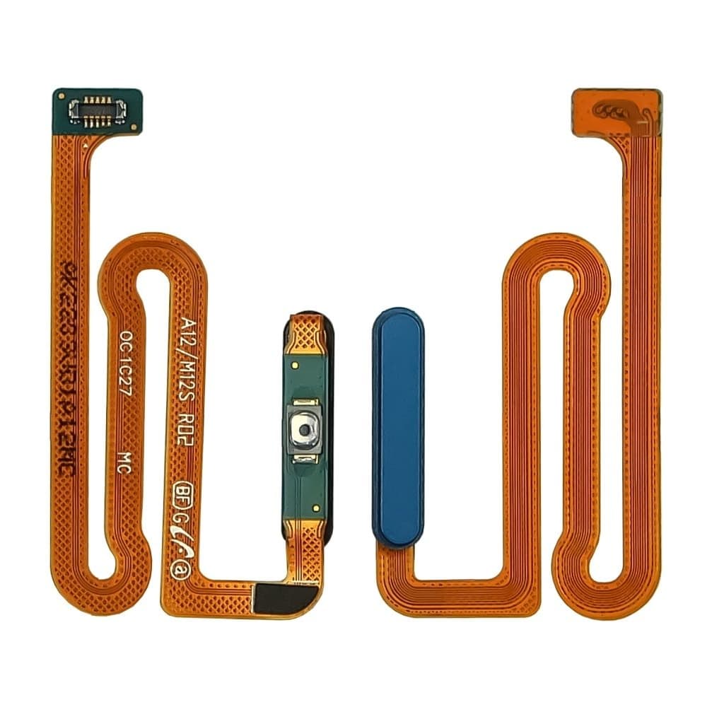 Шлейф Samsung SM-A125 Galaxy A12, SM-M127 Galaxy M12, кнопки включения, сканера отпечатка пальца (Touch ID), синій, Original (PRC)