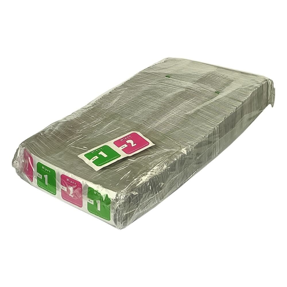 Салфетки для поклейки защитного стекла комплект 2 шт, влажная 5 х 5 см, сухая 5 х 5 см (500 комплектов, 1 уп.)