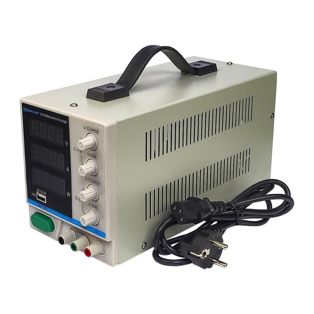 Блок питания Long Wei PS-3010DF, 30V, 10A, импульсный, с цифровой индикацией (V, A, W), USB 5V, 2A