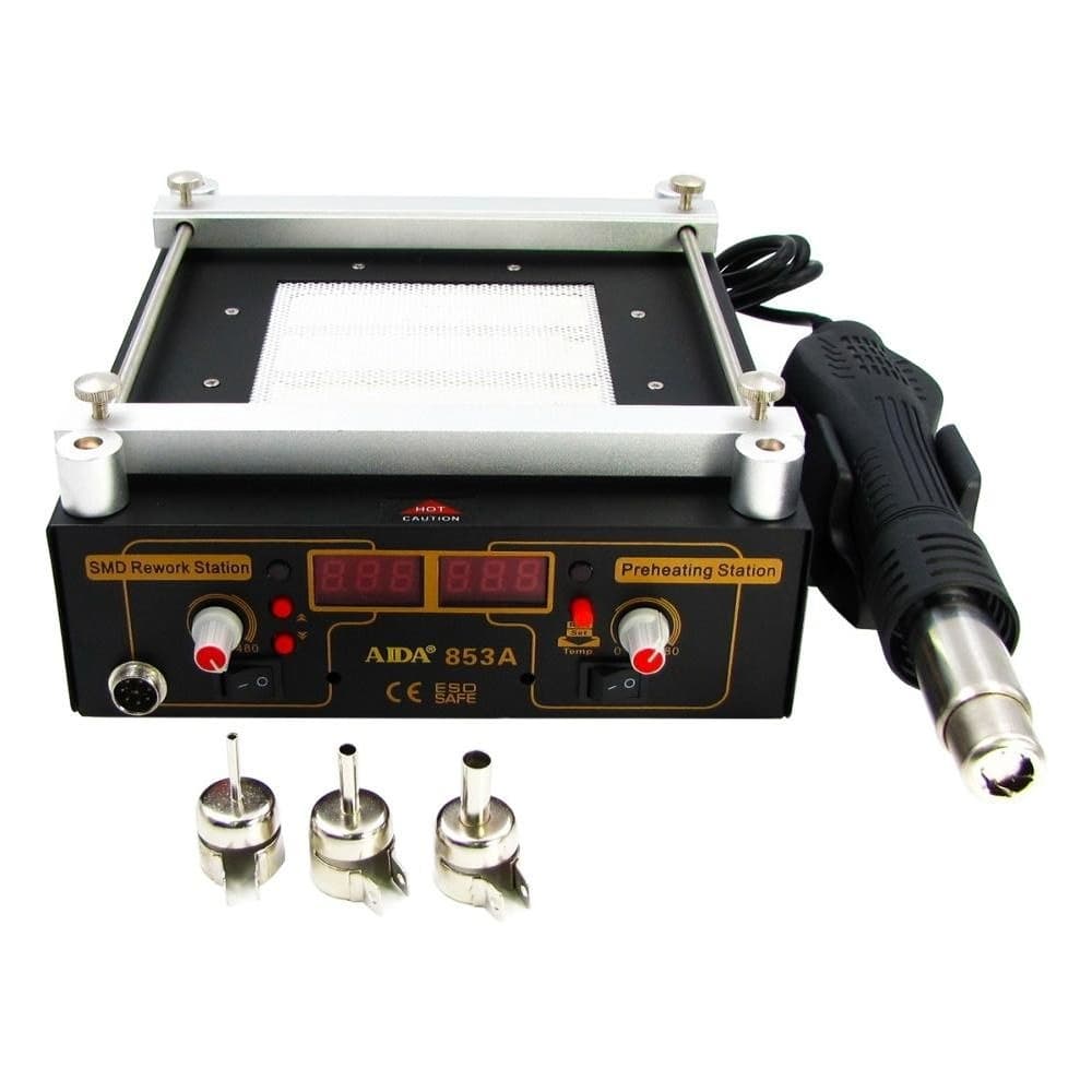 Преднагреватель AIDA 853A, инфракрасный, керамический, с термовоздушным феном и цифровой индикацией | гарантия 6 мес.