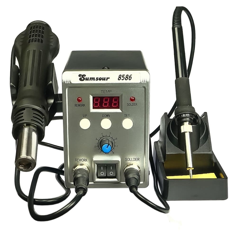 Паяльная станция Sumsour 8586, фен, паяльник, цифровая индикация | гарантия 6 мес.