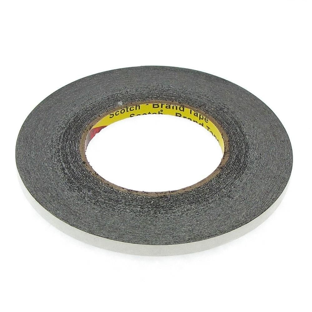 Скотч двусторонний 3M, чорний, для приклеивания аккумуляторов, дисплеев, тачскринов, 8 x 0.25 мм, рулон 50 м
