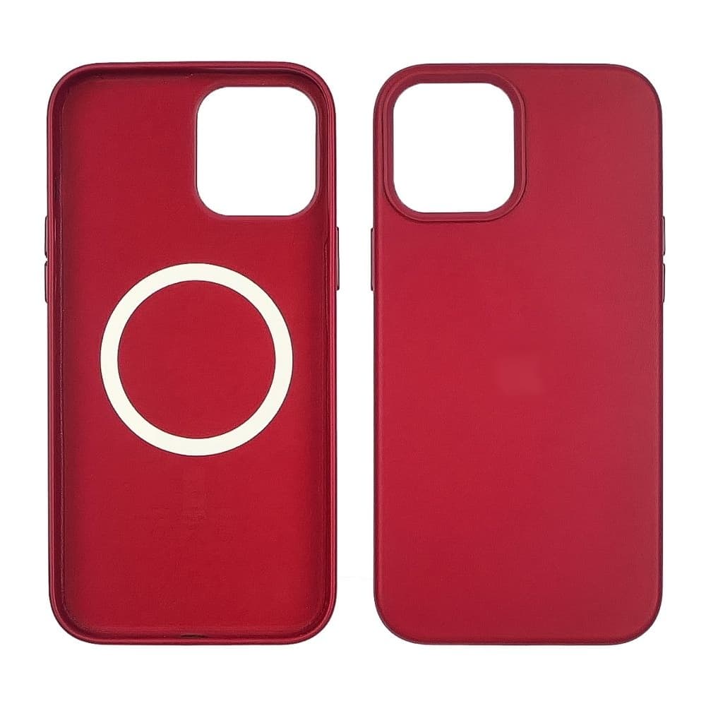 Чехол Apple iPhone 12 Pro Max, Leather Case with MagSafe, бордовый