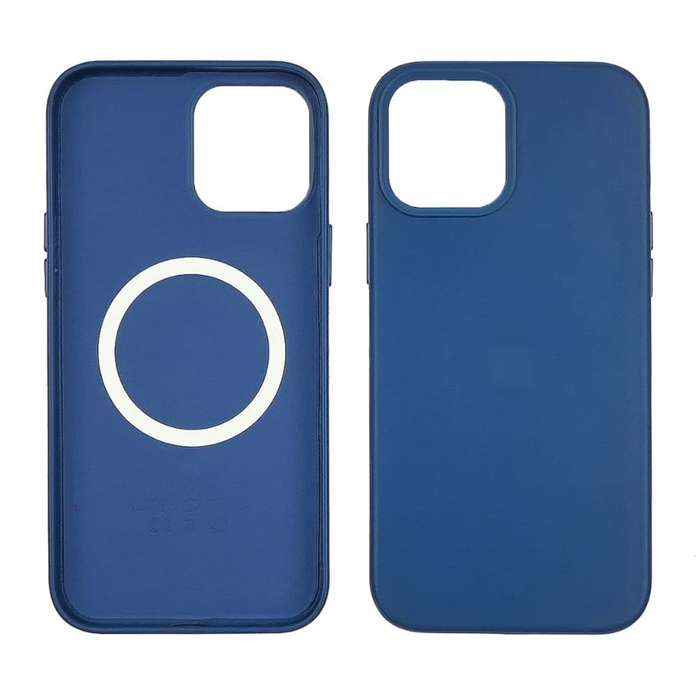 Чехол Apple iPhone 12 Pro Max, Leather Case with MagSafe, синій