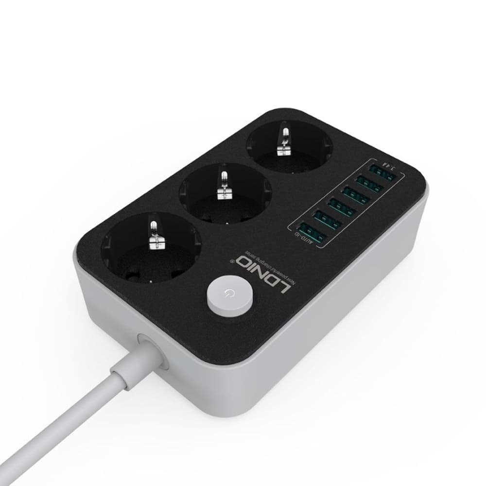 Сетевой удлинитель Ldnio SE3631, 3 розетки, 6 USB, 5V, 3.4 А, 17W, кабель 1.6м