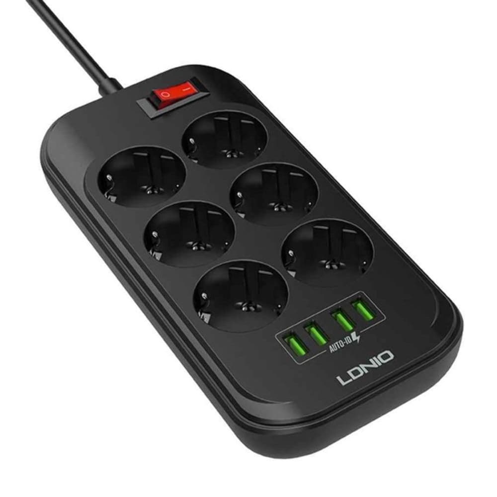 Сетевой удлинитель Ldnio SE6403, 6 розеток, 4 USB, 5V, 3.4 А, 17W, кабель 2м