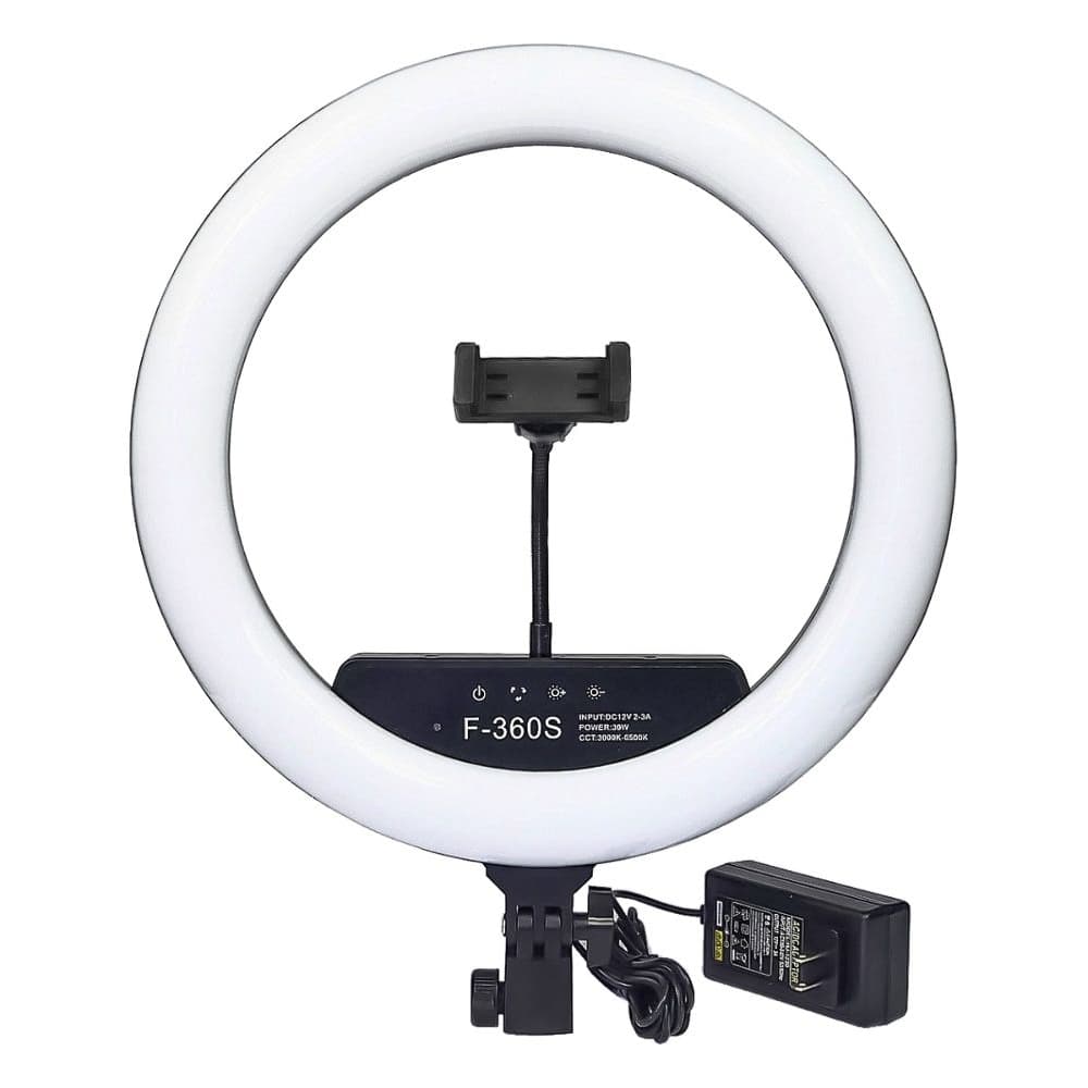 Кольцевая лампа F-360S, светодиодная, с держателем телефона и портативным пультом, 14