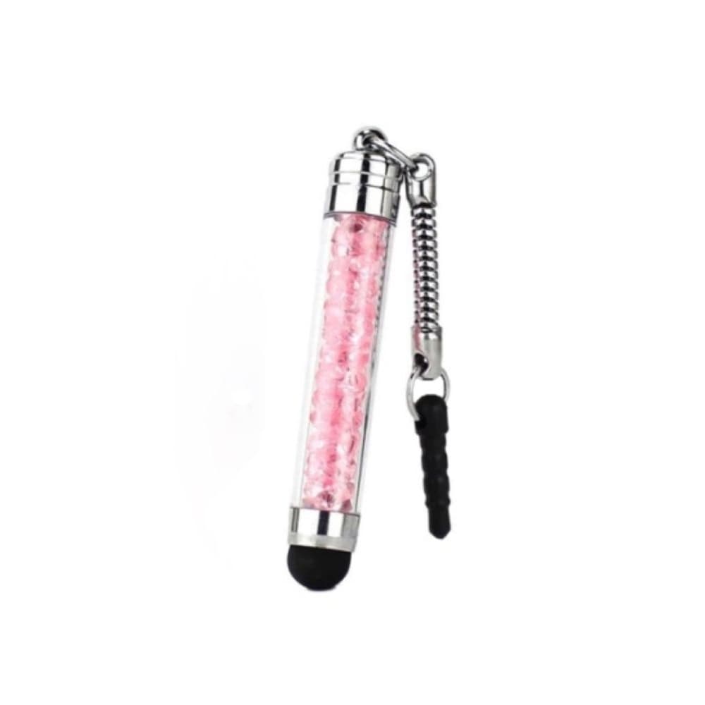 Стилус-брелок емкостный, с розовыми кристаллами