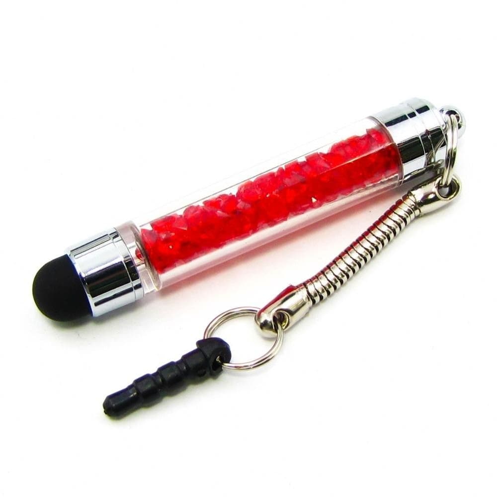 Стилус-брелок емкостный, с красными кристаллами