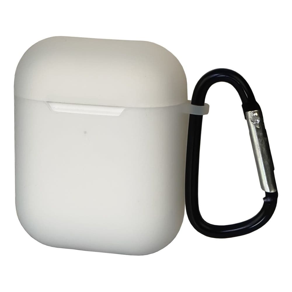 Чехол силиконовый с карабином Apple AirPods, AirPods 2, прозорий