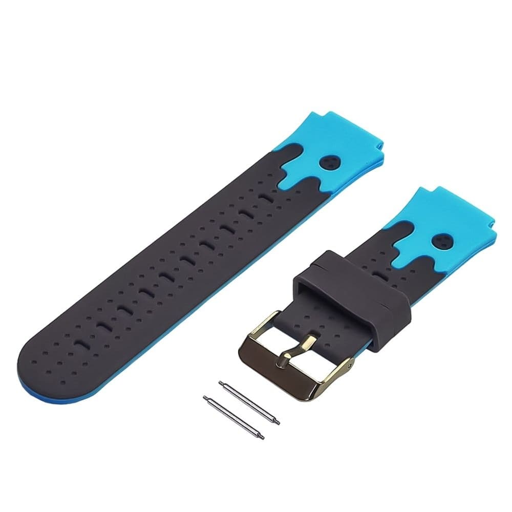 Ремешок детских часов 16 мм, чорний, голубой