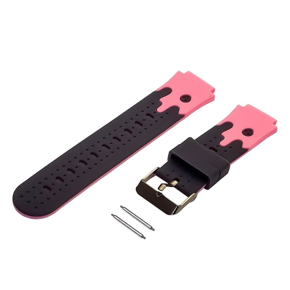 Ремешок детских часов 16 мм, чорний, розовый