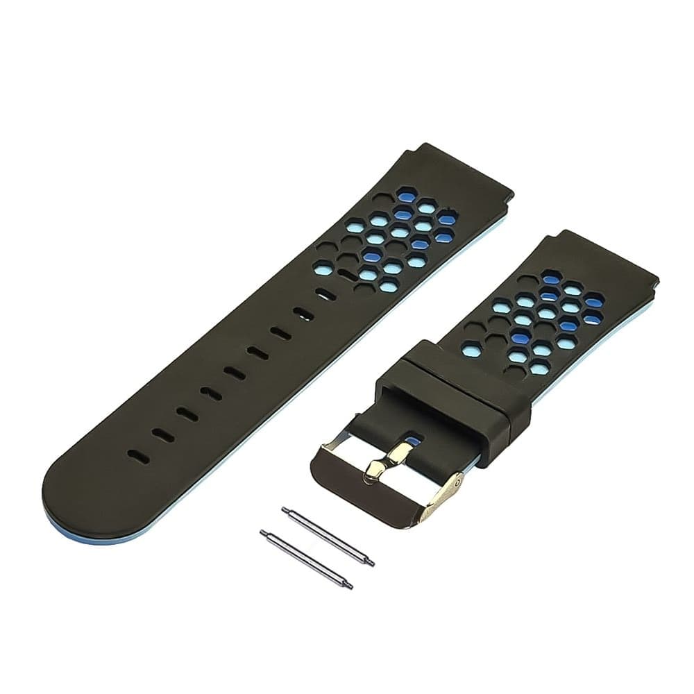 Ремешок детских часов 20 мм, чорний, голубой