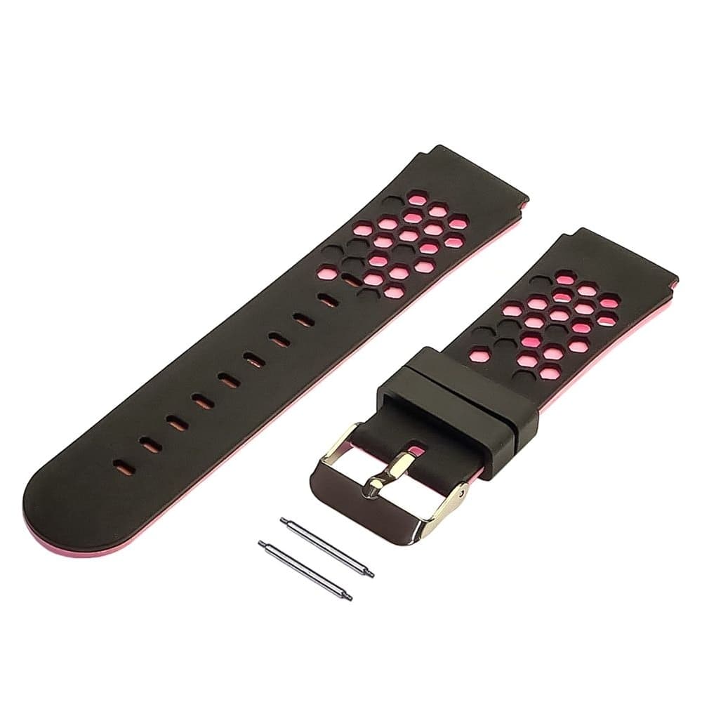 Ремешок детских часов 20 мм, чорний, розовый