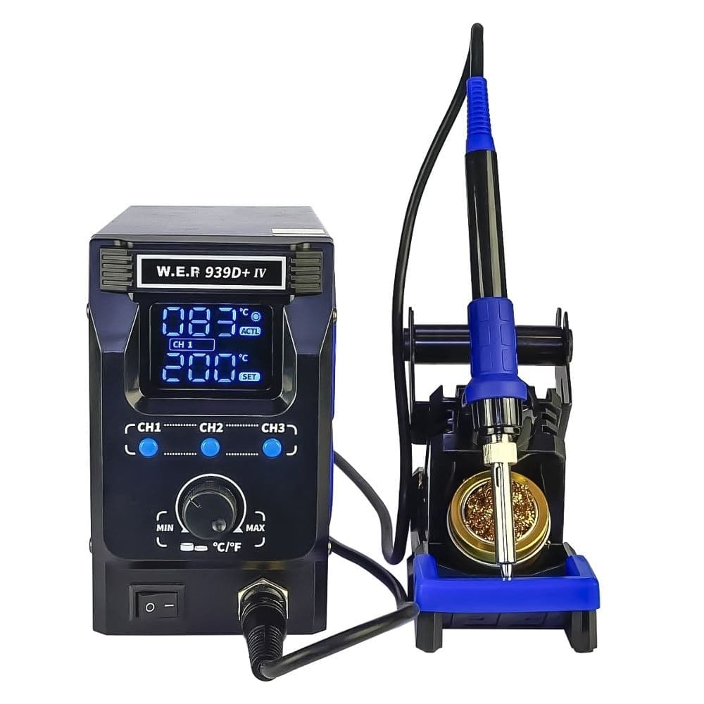 Паяльная станция WEP 939D+-IV, паяльник, цифровая индикация, термоэлемент Hakko, 3 режима памяти, 60 W, t 200-480 C | гарантия 6 мес.