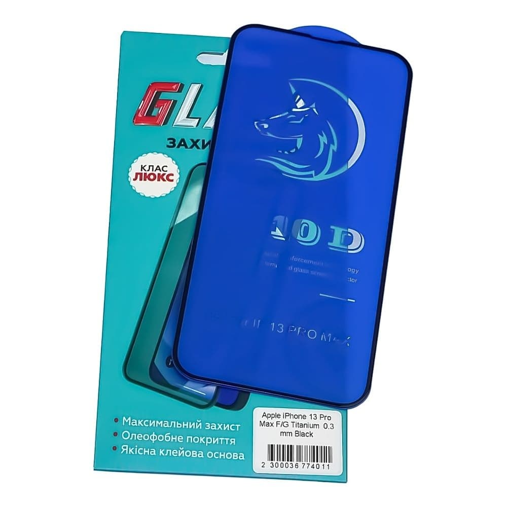 Захисне скло Apple iPhone 13 Pro Max, iPhone 14 Plus, 14 Plus, Люкс, 0.3 мм, 2.5D, Titanium, iNobi, Full Glue, клей на усій поверхні, сумісне з чохлом | Закаленное защитное стекло