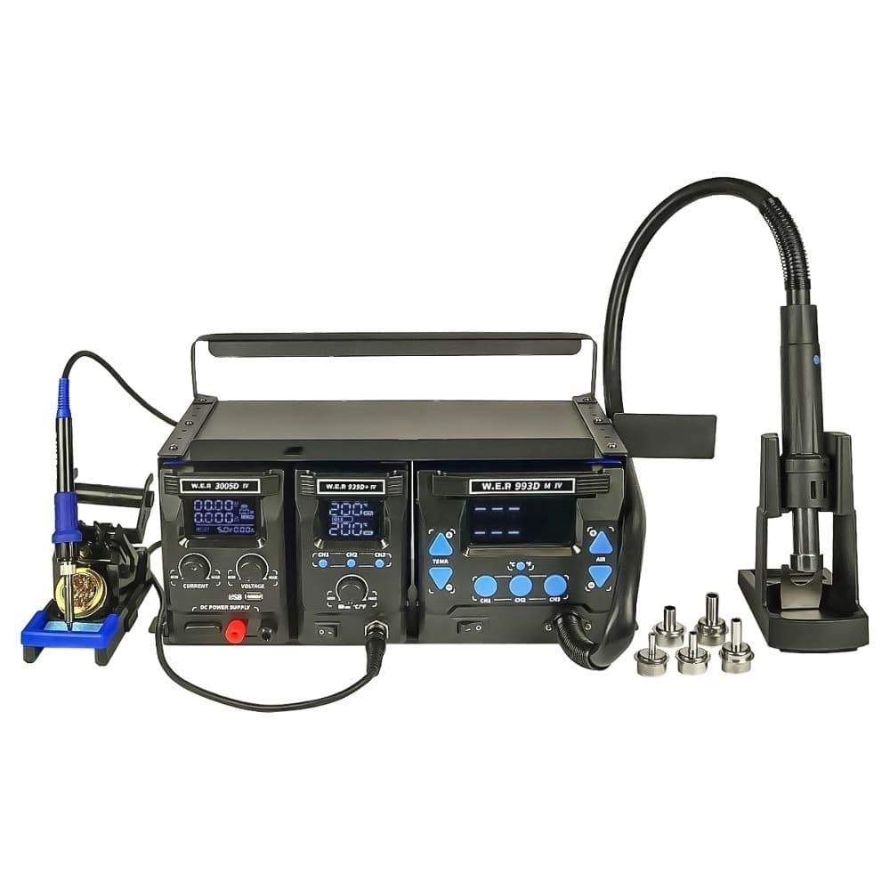 Ремонтный комплекс WEP WS-IV (станции 993DM-IV и 939D+-IV, блок питания 3005D-IV, подставки для ноутбука и мультиметра)