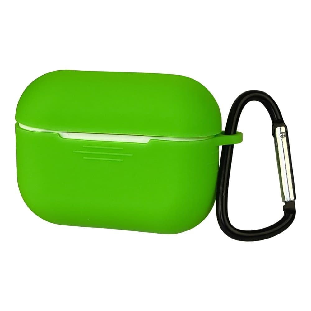 Чехол силиконовый с карабином для Apple AirPods Pro, зелений
