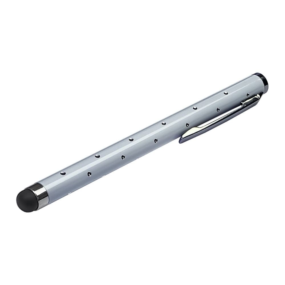 Стилус емкостный, алюминиевый, с кристаллами, білий