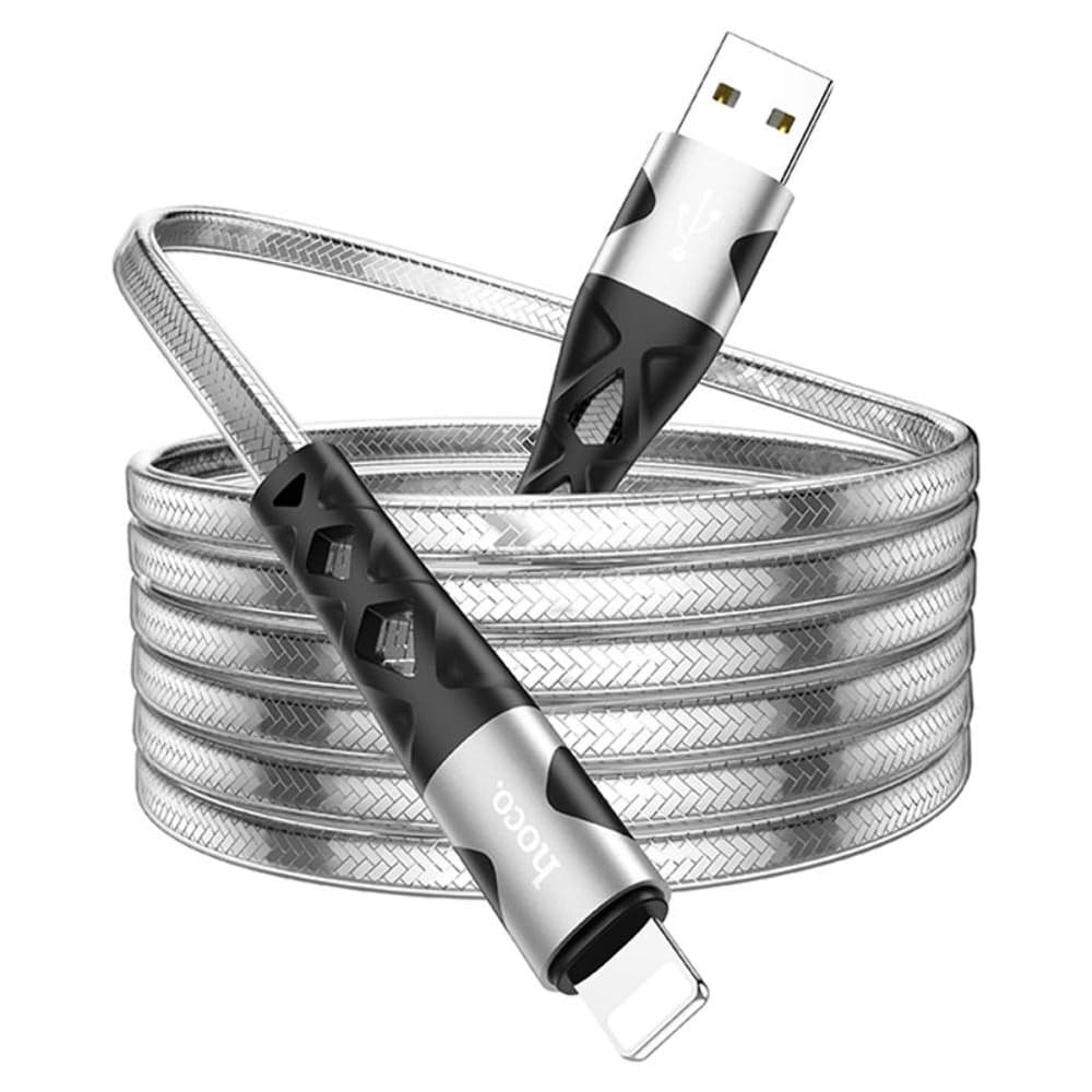 USB-кабель Hoco U105, Lightning, 2.4 А, 120 см, серебристый