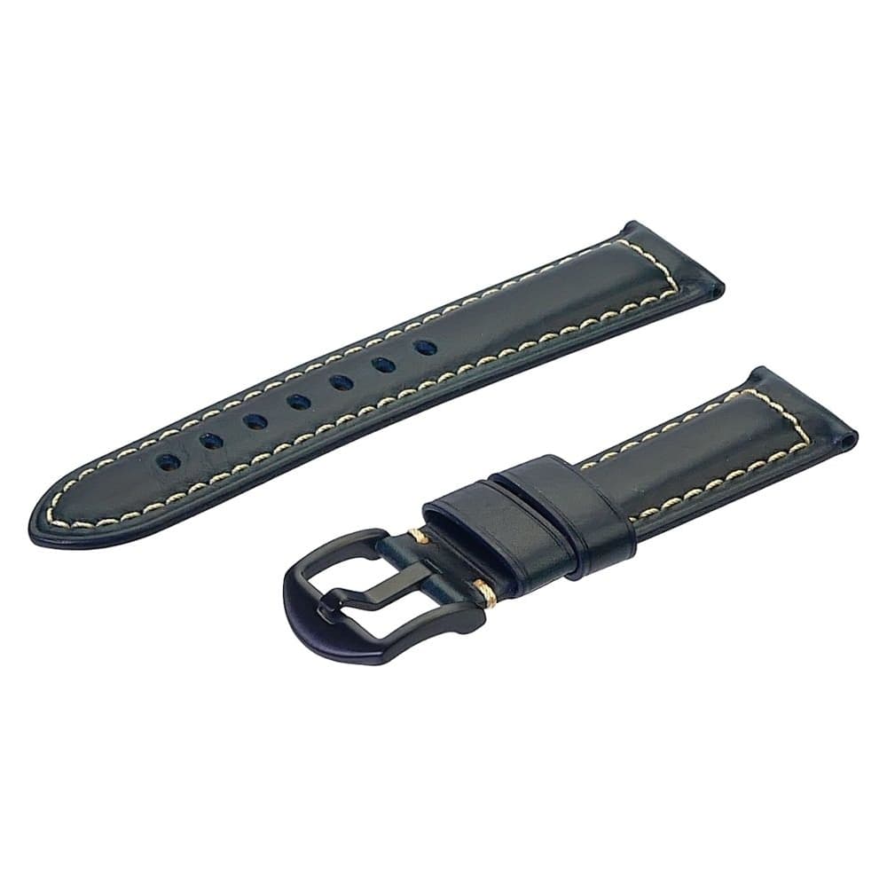 Ремешок кожаный универсальный, 24 мм, синій