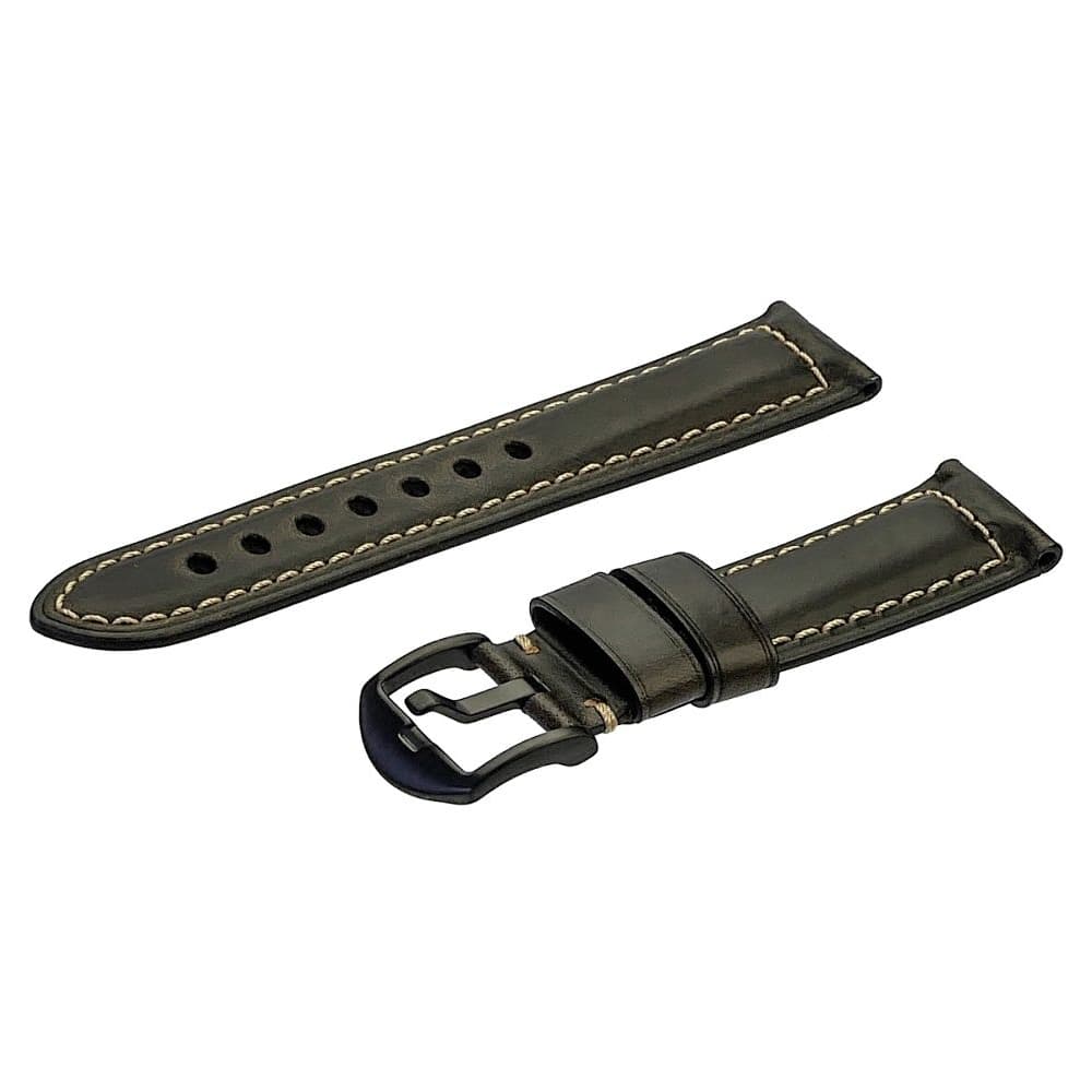 Ремешок кожаный универсальный, 24 мм, чорний