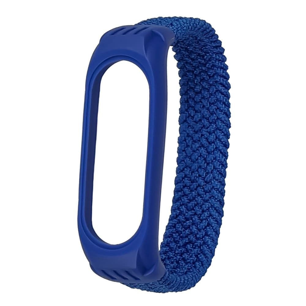 Ремешок нейлоновый Braided rope для Xiaomi Mi Band 3/ 4/ 5/ 6 размер M, синій