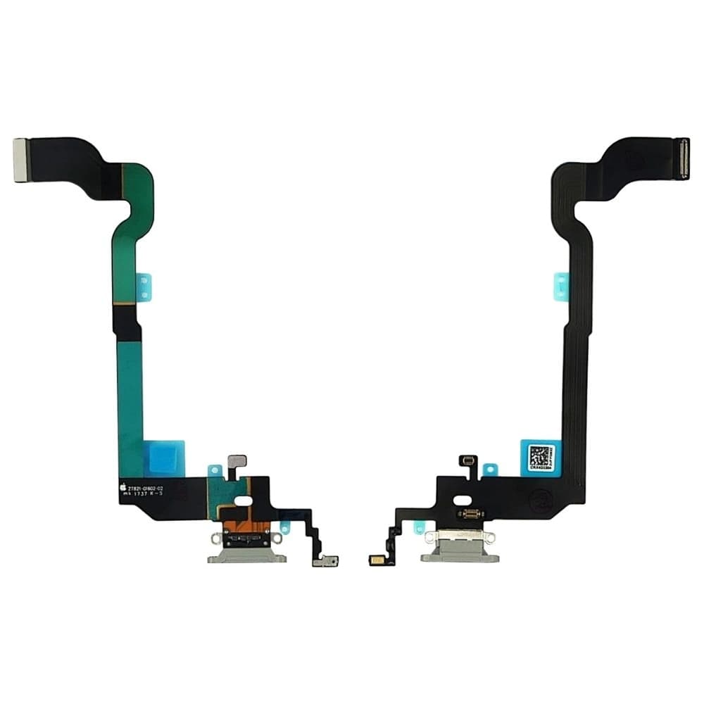 Плата зарядки Apple iPhone X, шлейф коннектора зарядки, біла, с микрофоном, Original (PRC)
