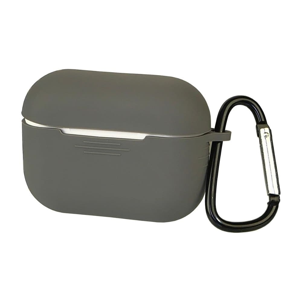 Чехол силиконовый с карабином для Apple AirPods 3, сірий