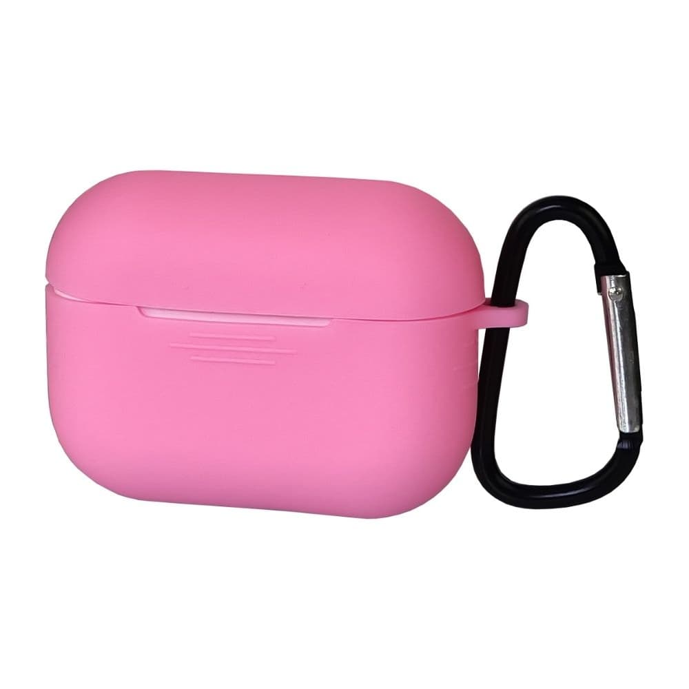 Чехол силиконовый с карабином для Apple AirPods 3, рожевий
