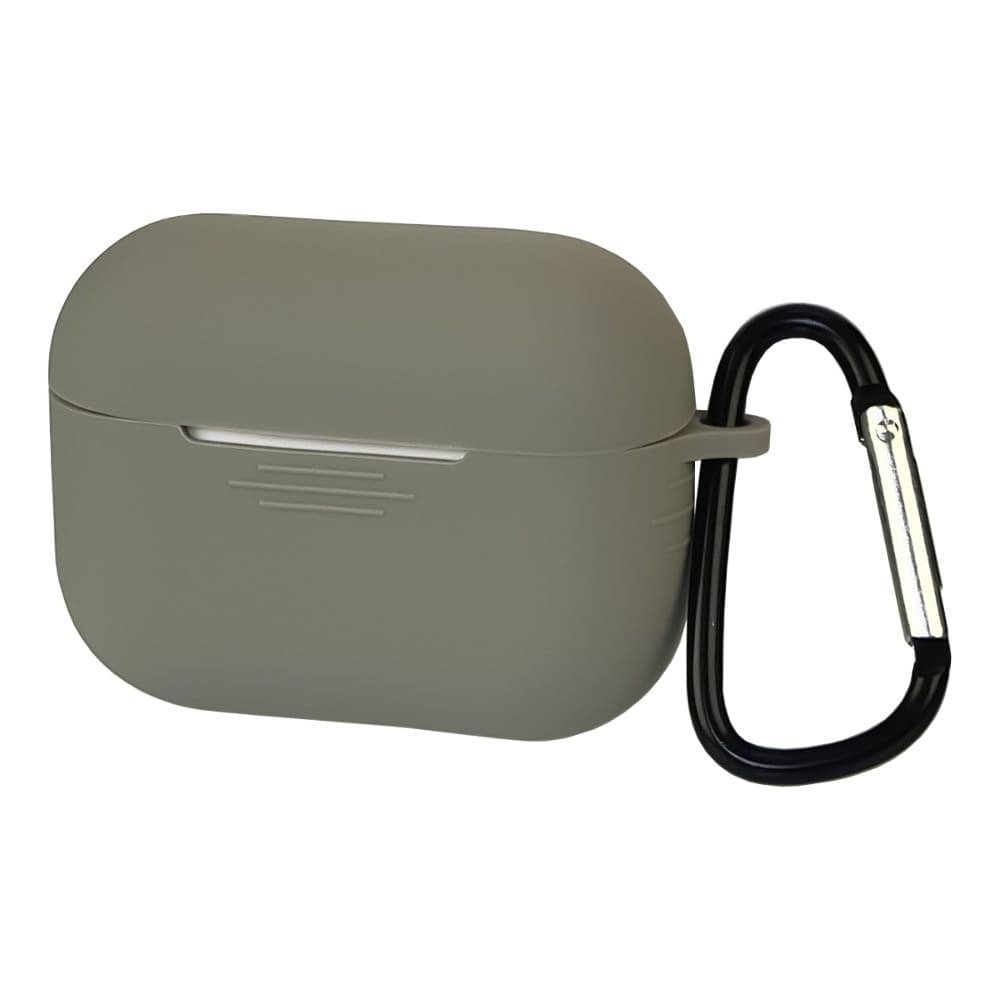 Чехол силиконовый с карабином для Apple AirPods 3, сірий