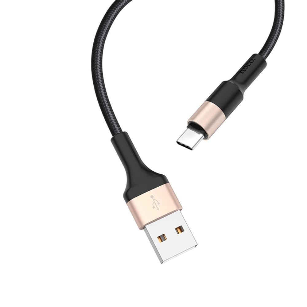 USB-кабель Hoco X26, Type-C, 2.0 А, 100 см, чорний, золотистий