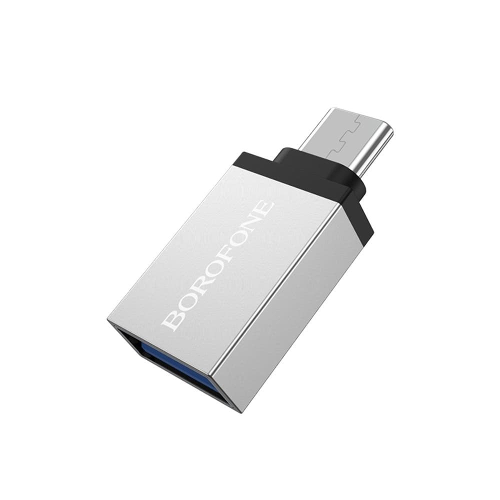 Адаптер OTG Borofone BV3, Type-C на USB 3.0 (F), серебристый